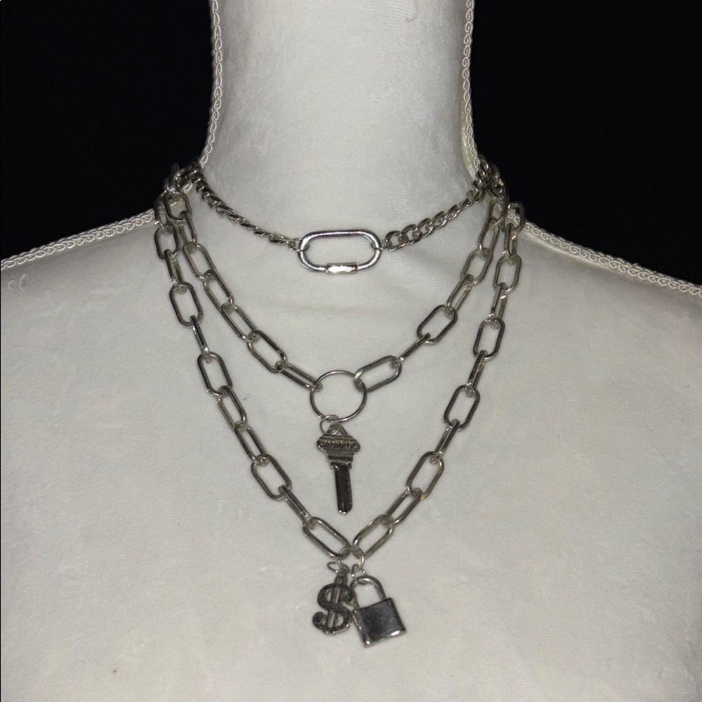 Spencer’s 3 layer lock and key necklace